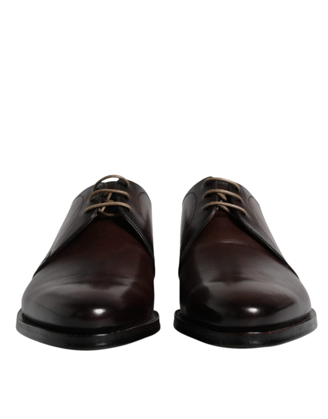 Dolce &amp; Gabbana Brown Leather Lace Up Men Derby Formal Shoes