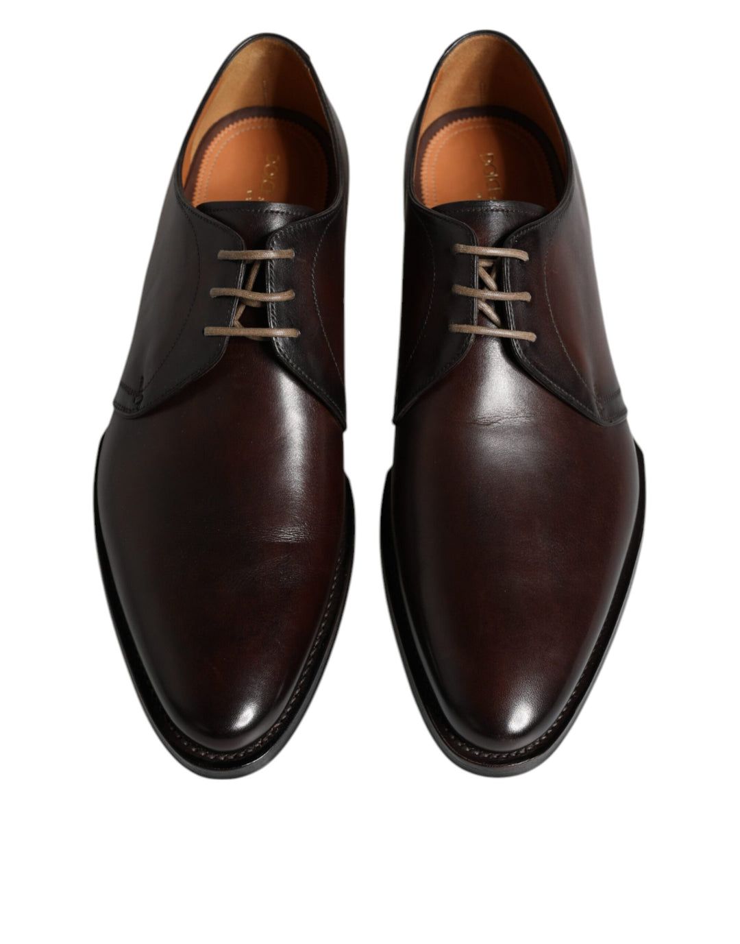 Dolce &amp; Gabbana Brown Leather Lace Up Men Derby Formal Shoes