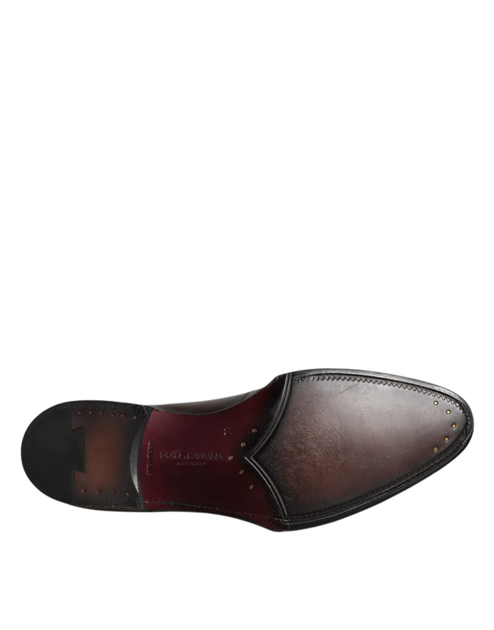 Dolce &amp; Gabbana Brown Leather Lace Up Men Derby Formal Shoes
