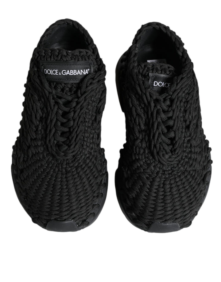 Dolce &amp; Gabbana Black Knitted Daymaster Sneakers Shoes