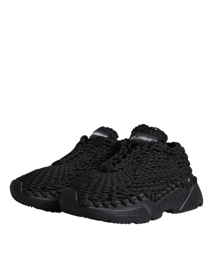 Dolce &amp; Gabbana Black Knitted Daymaster Sneakers Shoes