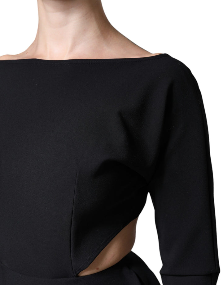 Dolce &amp; Gabbana Black Viscose Cut Out A-line Long Sleeves Mini Dress