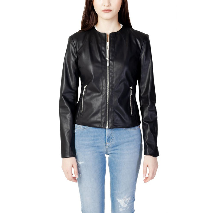 Armani Exchange Black Polyester Leather Jacket
