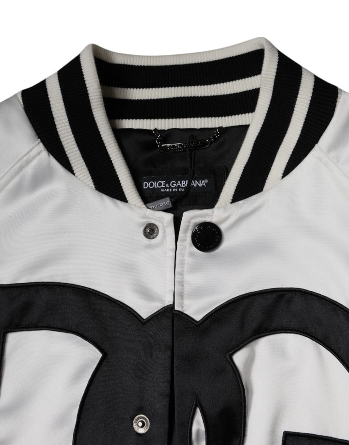 Blouson aviateur zippé en polyester blanc avec logo Dolce &amp; Gabbana