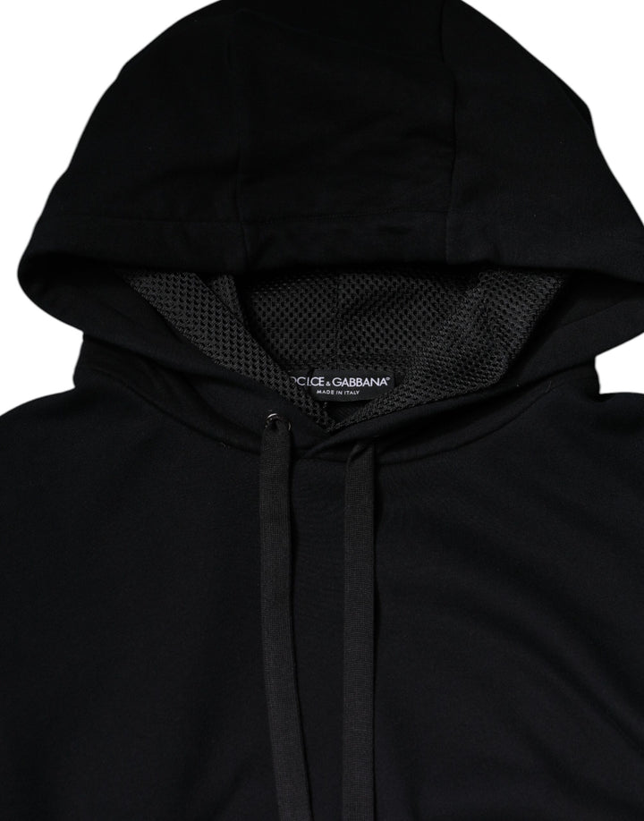 Dolce &amp; Gabbana Black Hooded Pullover Men Sweatshirt Sweater