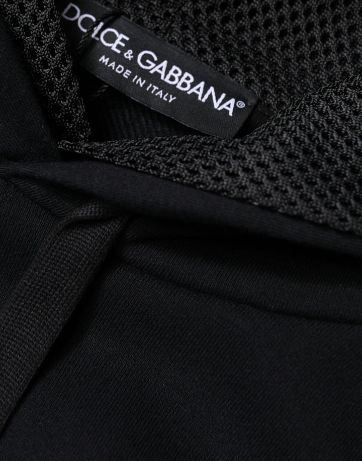 Dolce &amp; Gabbana Black Hooded Pullover Men Sweatshirt Sweater