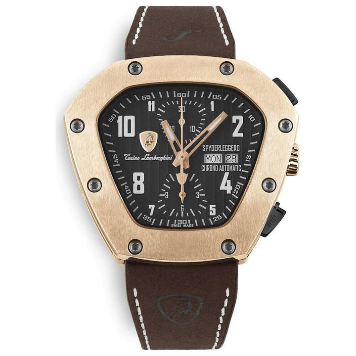 Lamborghini Black Leather Dress Watch