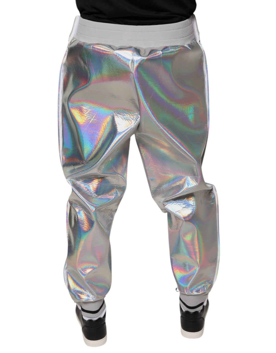 Dolce &amp; Gabbana Silver Iridescent Men Jogger Sweatpants Pants