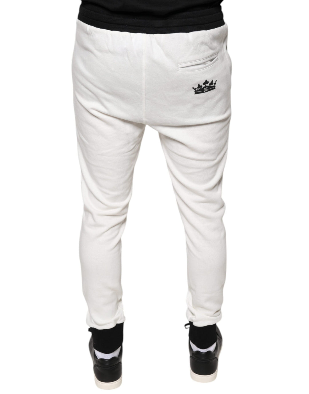 Dolce &amp; Gabbana White Cotton Slim Men Jogger Sweatpants Pants