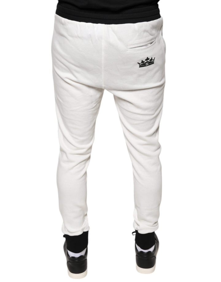 Dolce &amp; Gabbana White Cotton Slim Men Jogger Sweatpants Pants