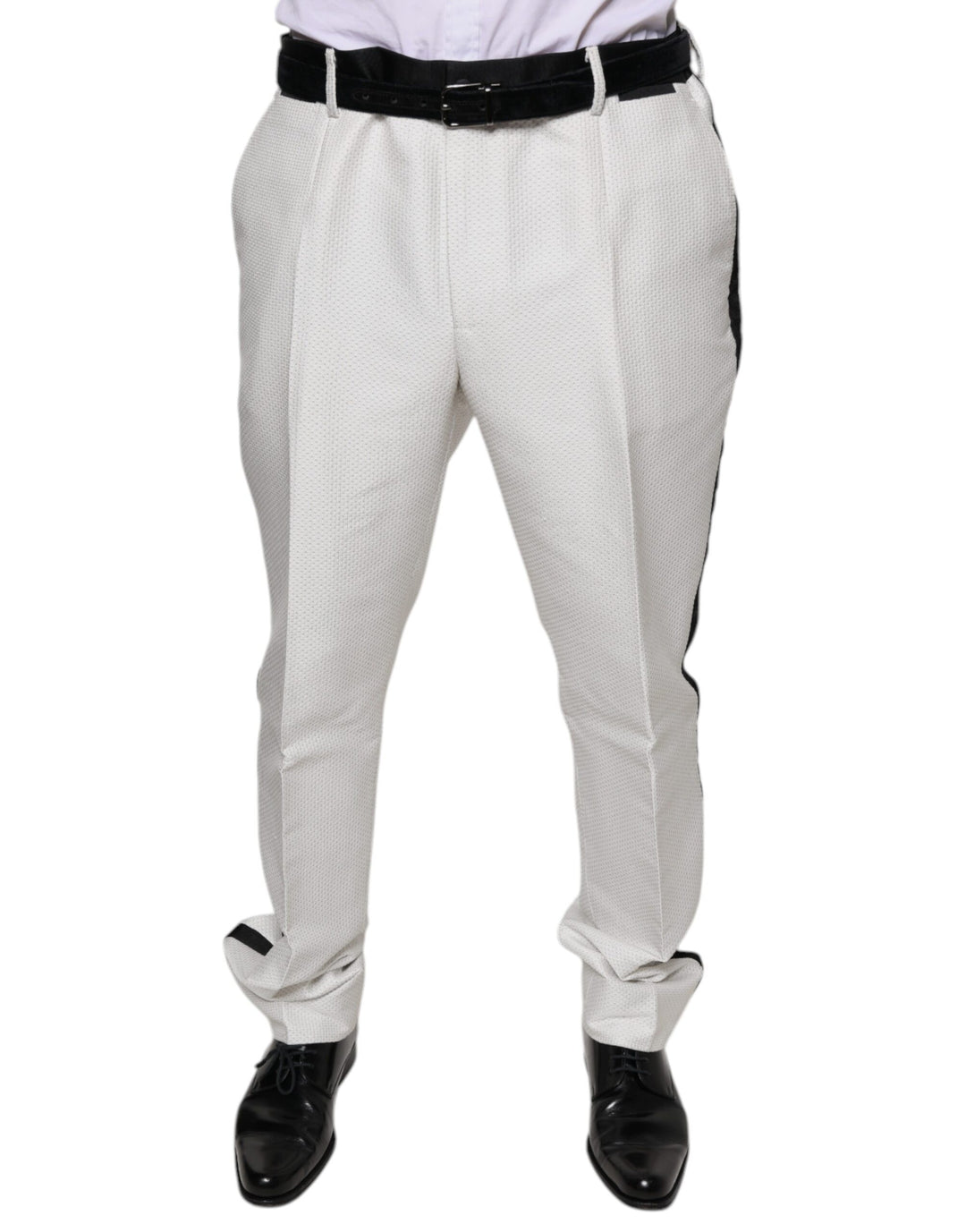 Pantalon habillé en polyester blanc Dolce &amp; Gabbana