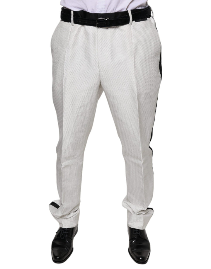 Pantalon habillé en polyester blanc Dolce &amp; Gabbana