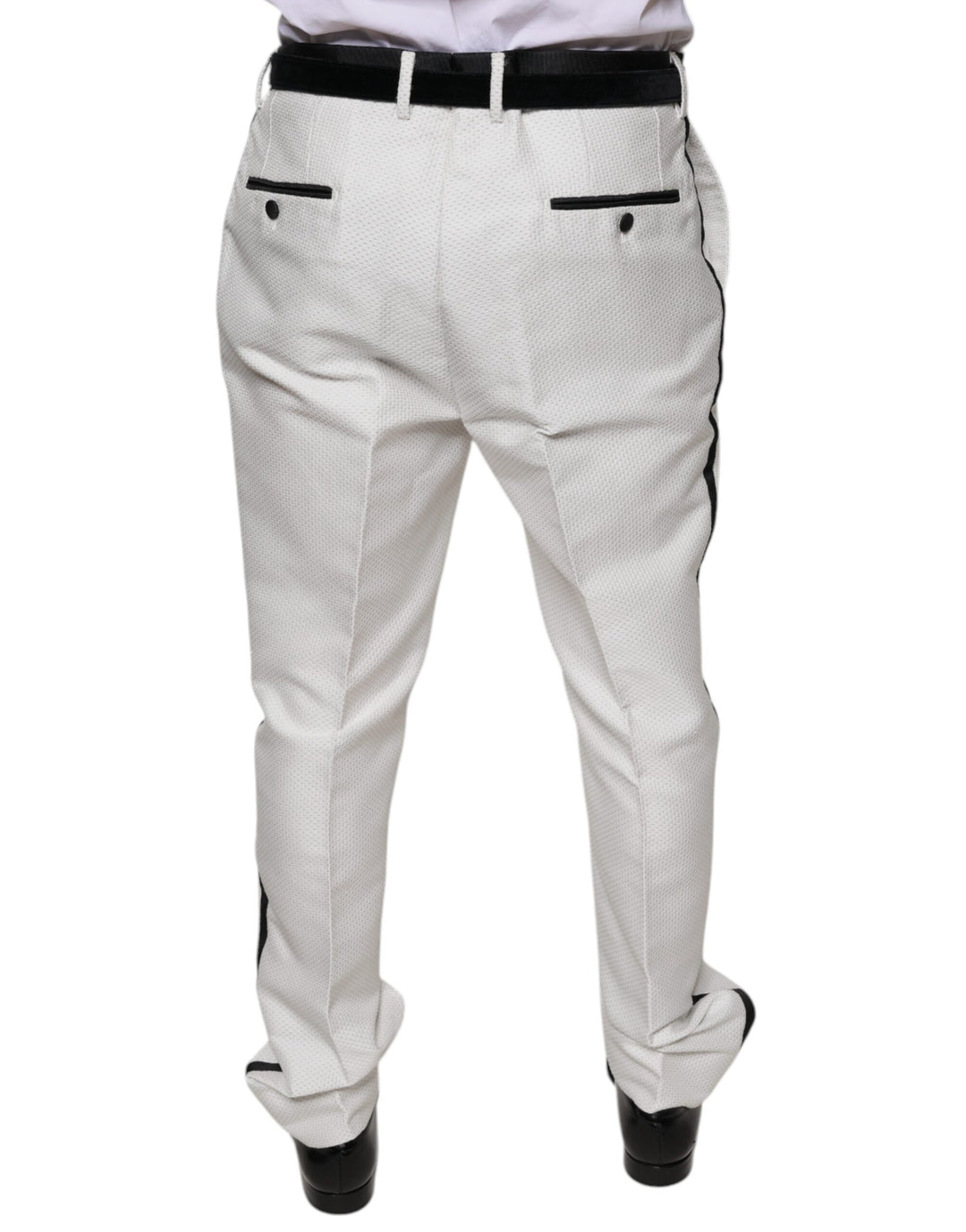Pantalon habillé en polyester blanc Dolce &amp; Gabbana