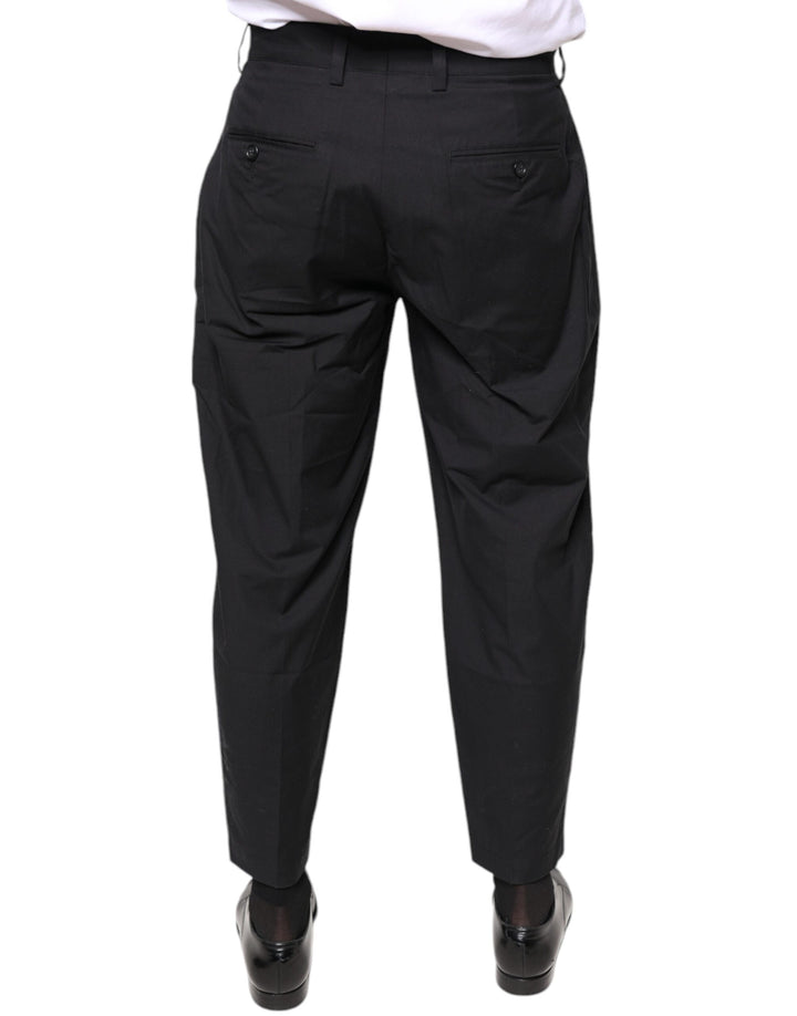 Dolce &amp; Gabbana Black Crown Cotton Dress Pants