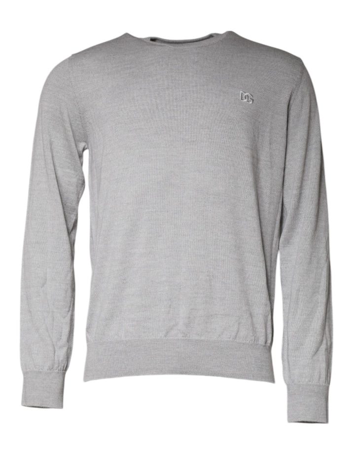 Dolce &amp; Gabbana Light Gray Wool Crew Neck Pullover Sweater