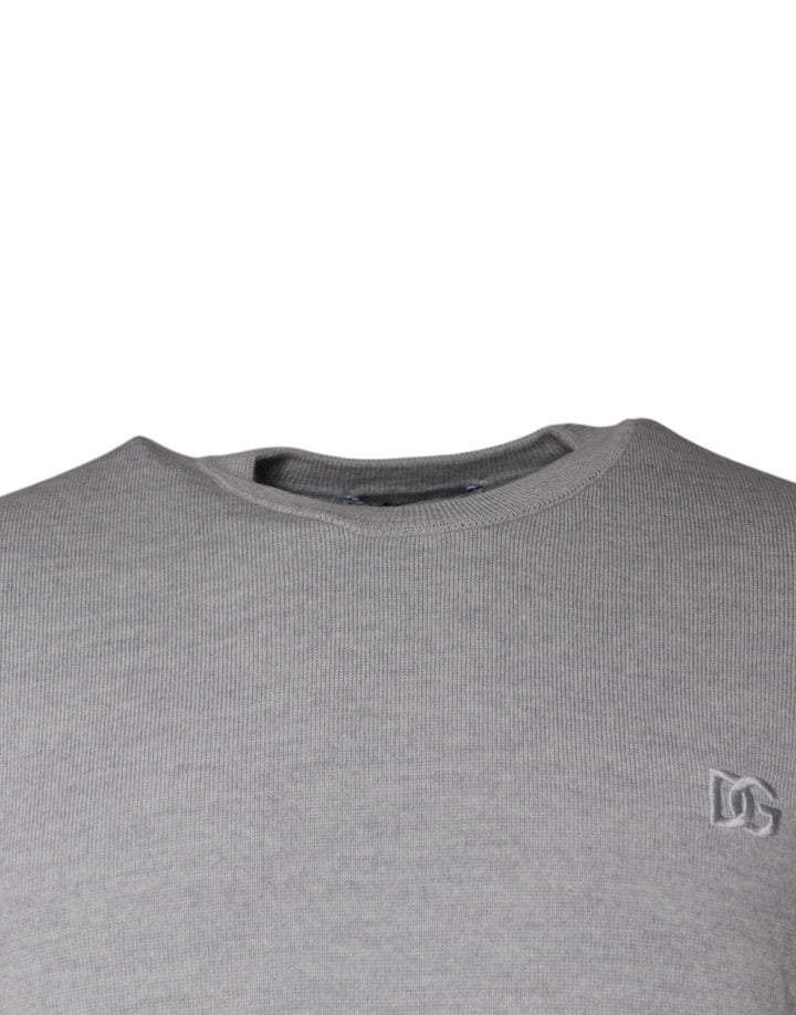 Dolce &amp; Gabbana Light Gray Wool Crew Neck Pullover Sweater