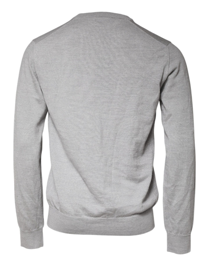 Dolce &amp; Gabbana Light Gray Wool Crew Neck Pullover Sweater