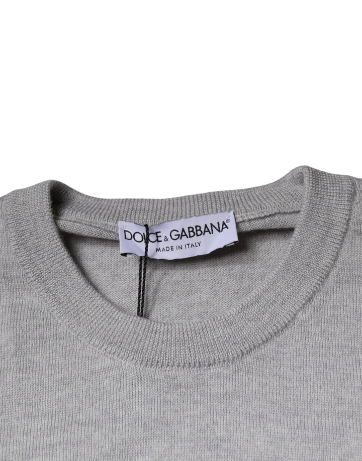 Dolce &amp; Gabbana Light Gray Wool Crew Neck Pullover Sweater