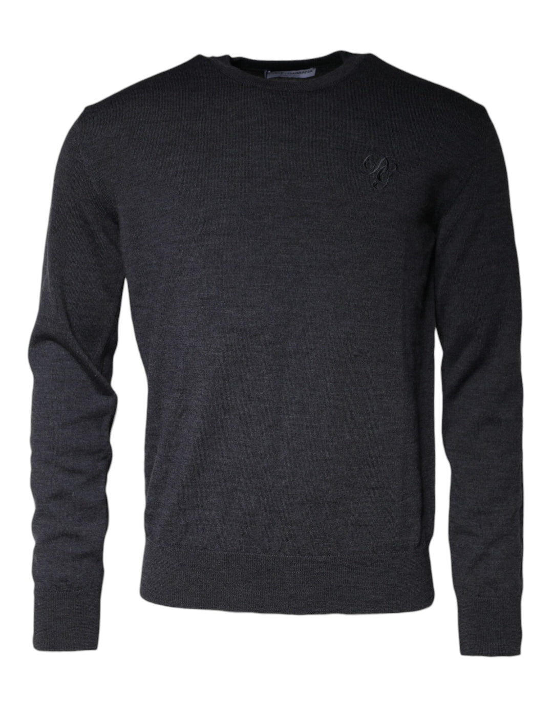 Dolce &amp; Gabbana Dark Gray Wool Crew Neck Pullover Sweater