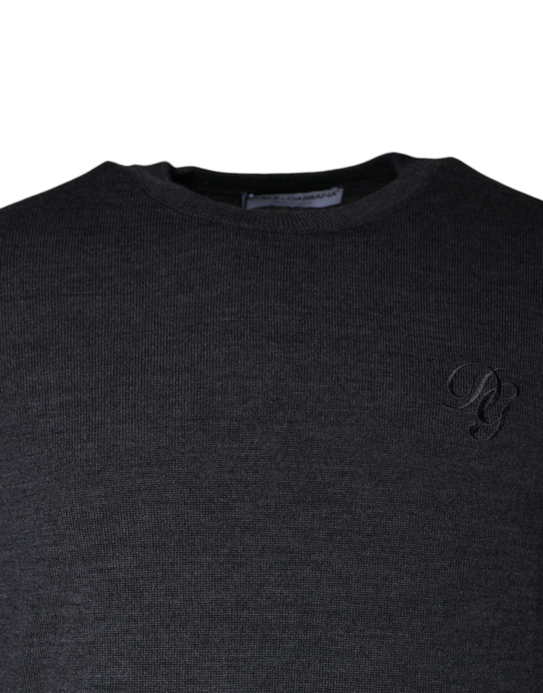 Dolce &amp; Gabbana Dark Gray Wool Crew Neck Pullover Sweater