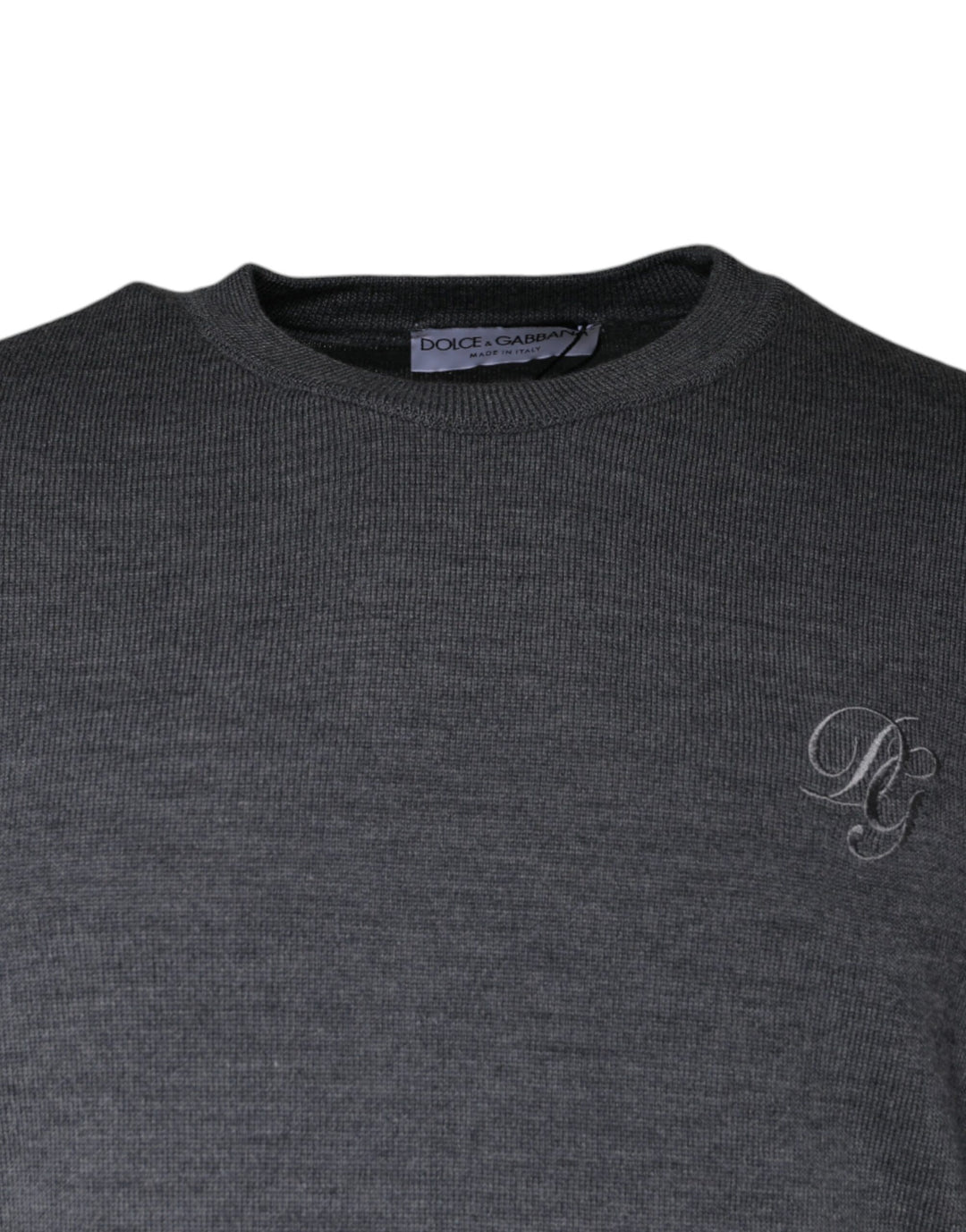 Dolce &amp; Gabbana Dark Gray Wool Crew Neck Pullover Sweater