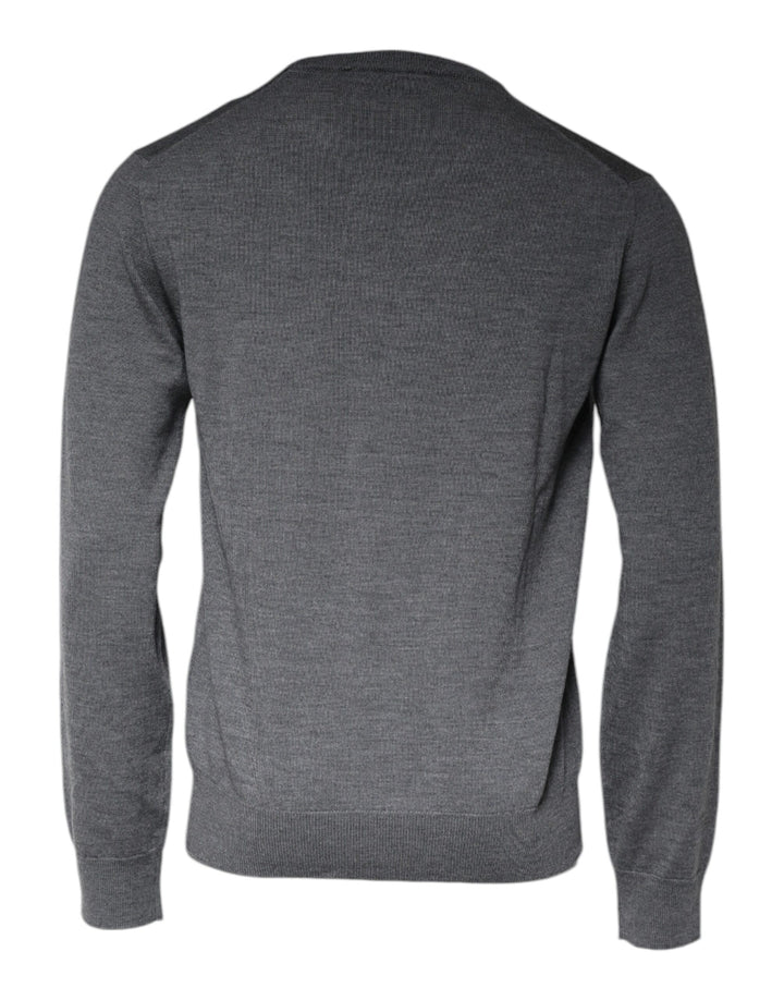 Dolce &amp; Gabbana Dark Gray Wool Crew Neck Pullover Sweater