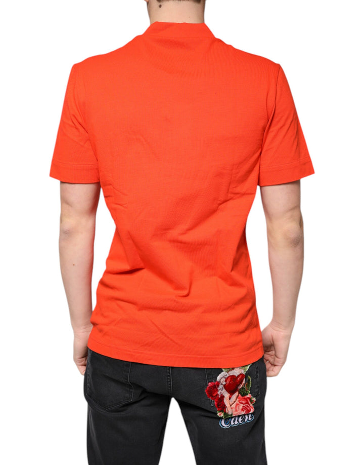Dolce &amp; Gabbana Orange Cotton Button Down Casual Polo Shirt