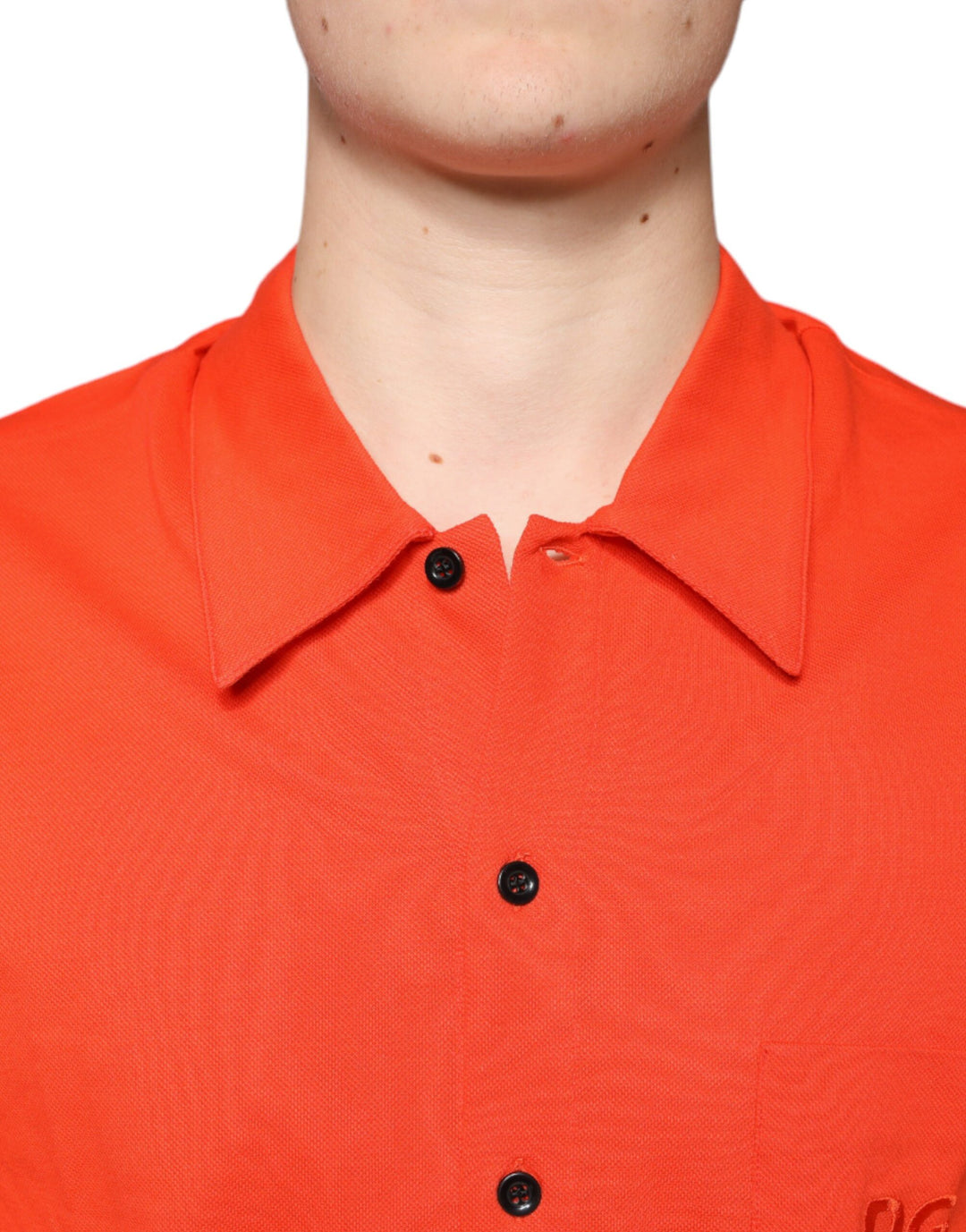 Dolce &amp; Gabbana Orange Cotton Button Down Casual Polo Shirt