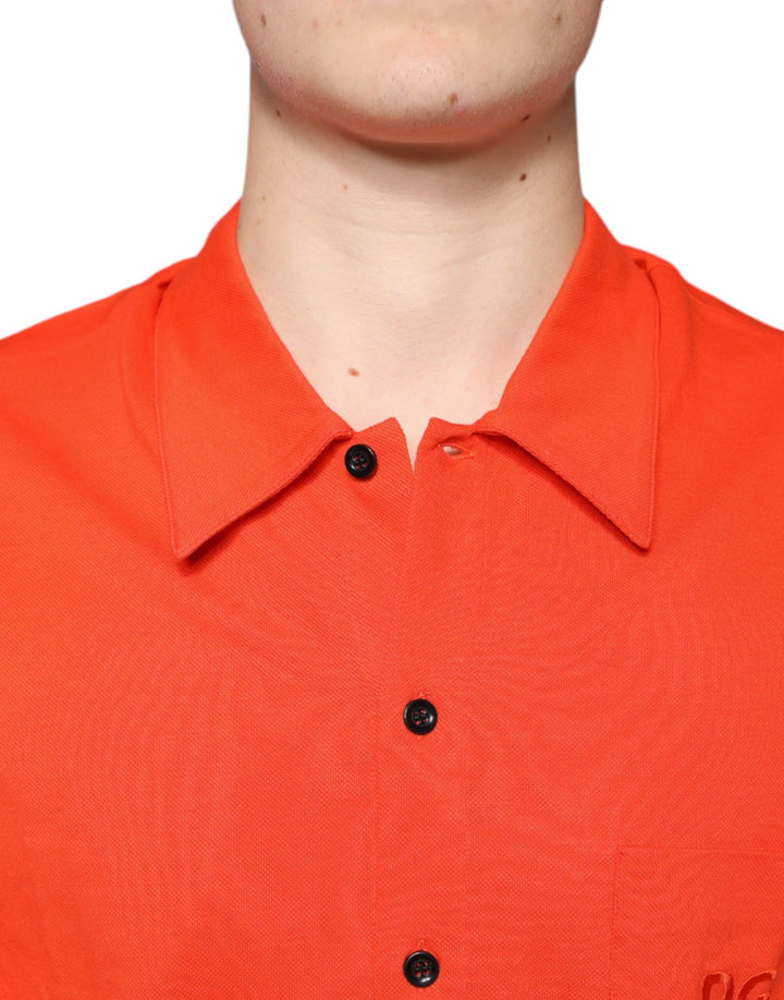 Dolce &amp; Gabbana Orange Cotton Button Down Casual Polo Shirt