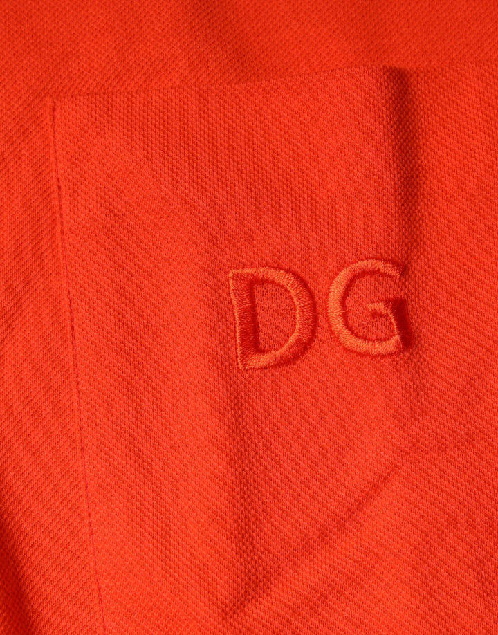 Dolce &amp; Gabbana Orange Cotton Button Down Casual Polo Shirt