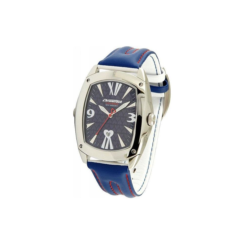 Chronotech Blue Leather Dress Watch