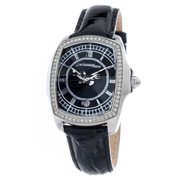 Chronotech Black Leather Dress Watch