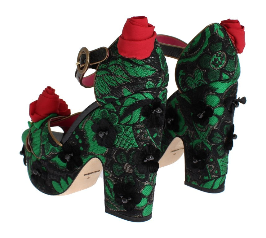 Chaussures compensées en brocart de cristaux Dolce &amp; Gabbana Enchanted Sicily