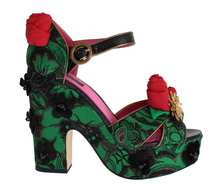 Chaussures compensées en brocart de cristaux Dolce &amp; Gabbana Enchanted Sicily