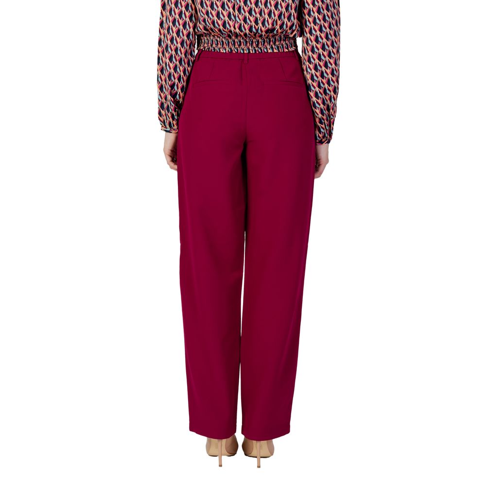 Vila Clothes Bordeaux Polyester Casual Pants
