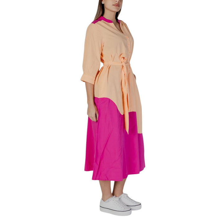B.Young Orange Cotton Long Dress