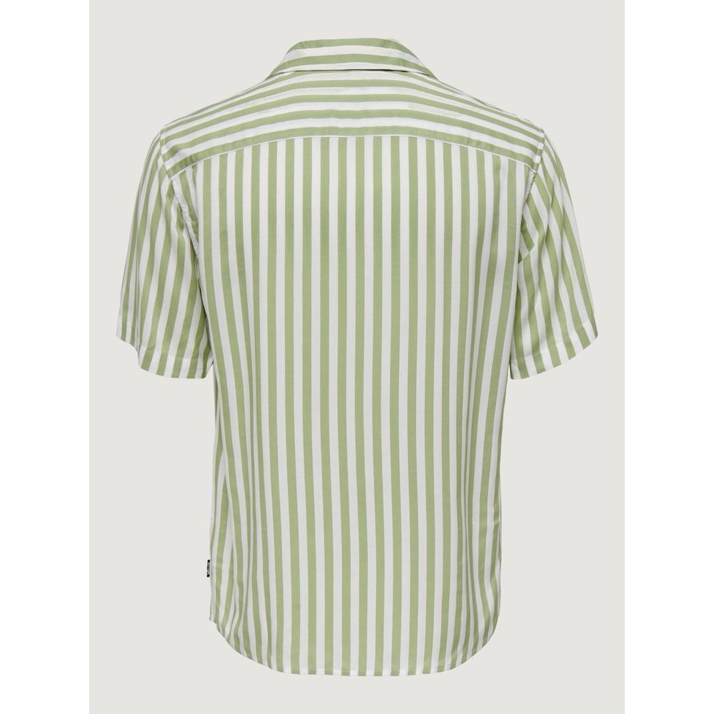Only & Sons Green Viscose Shortsleeve Shirt