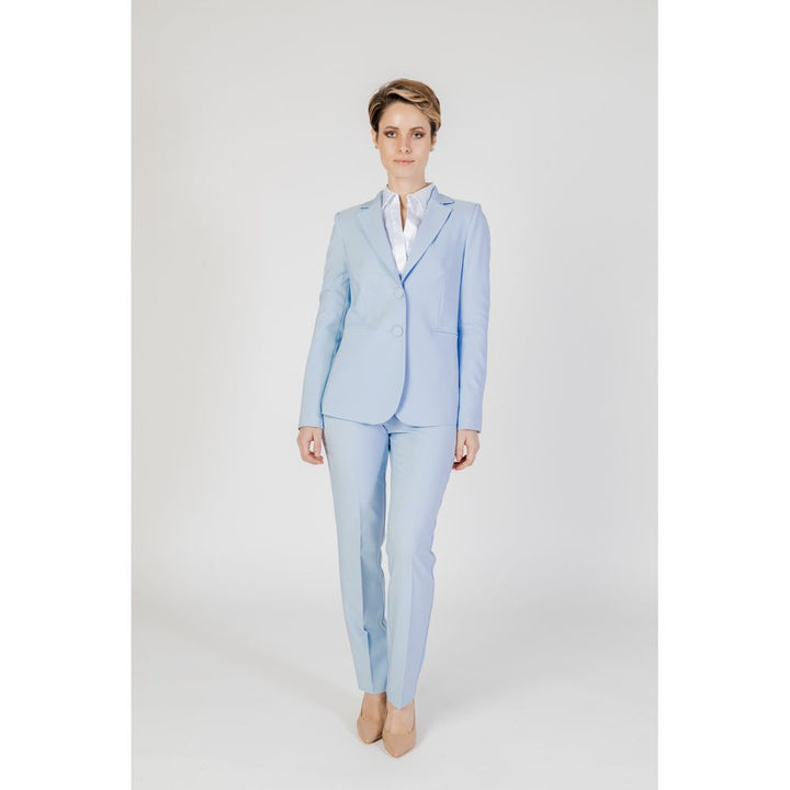 Sandro Ferrone Blue Polyester Dress Pants