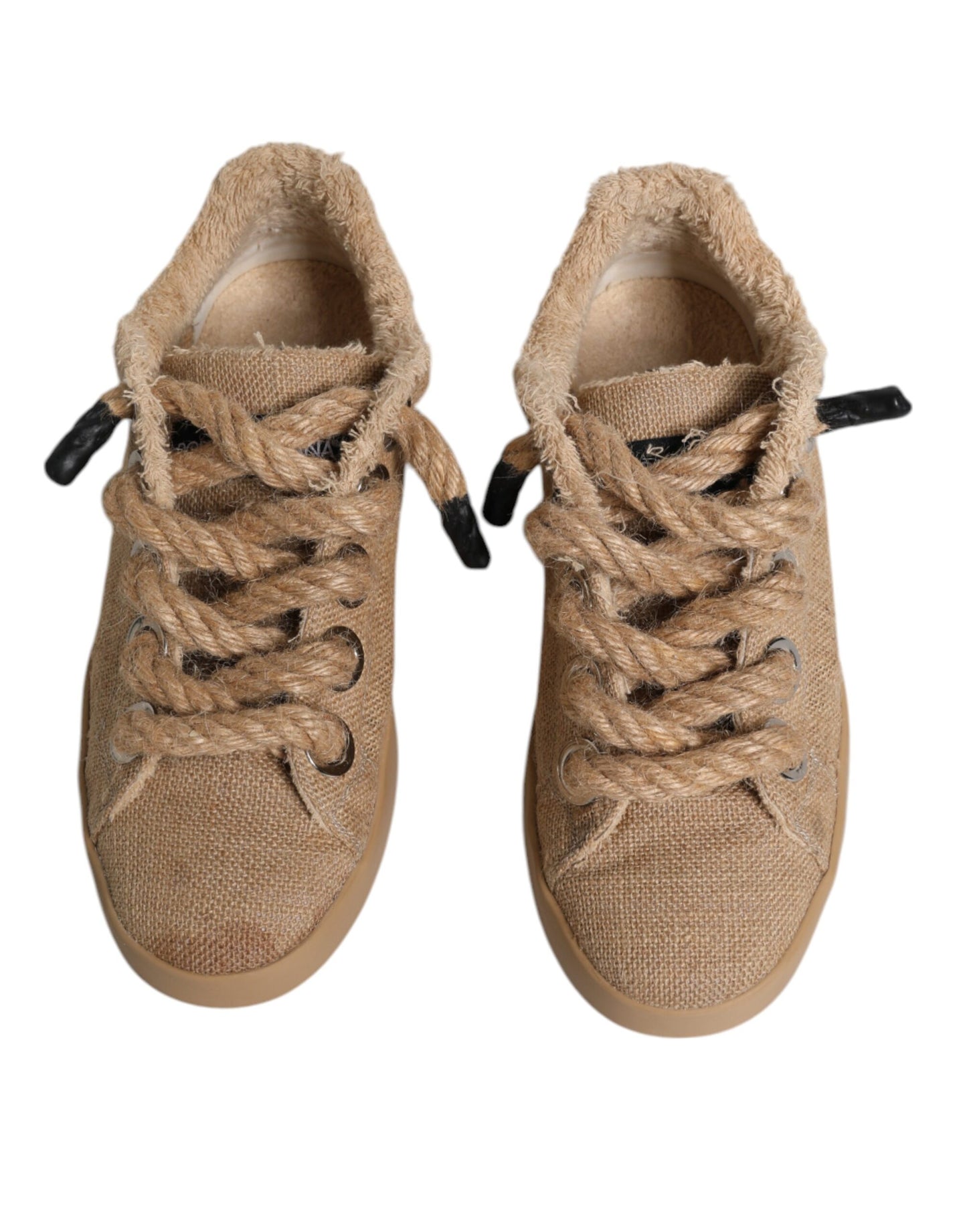 Baskets basses en toile de jute marron Dolce &amp; Gabbana pour homme