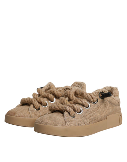 Baskets basses en toile de jute marron Dolce &amp; Gabbana pour homme