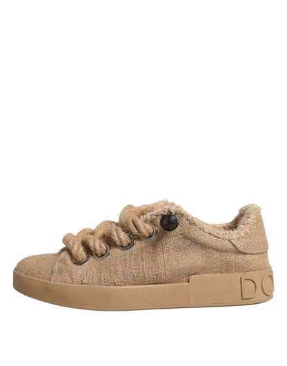 Baskets basses en toile de jute marron Dolce &amp; Gabbana pour homme