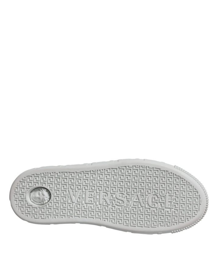 Baskets basses à plateforme Versace blanches et roses à imprimé Greca