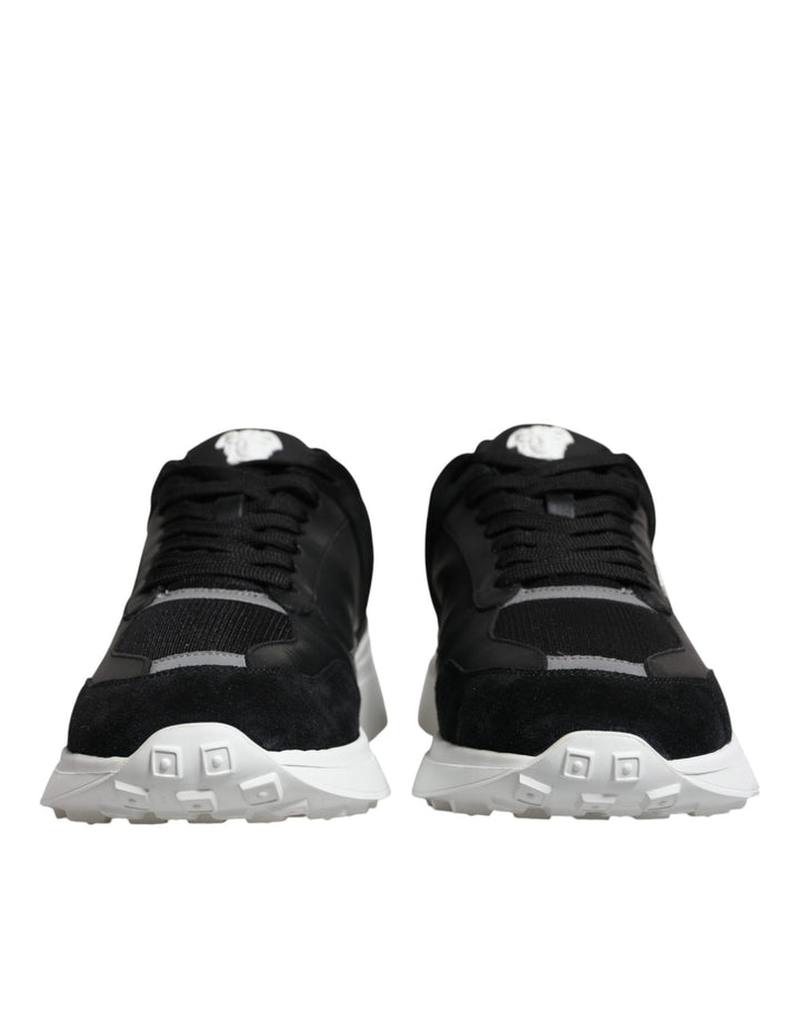 Baskets basses Versace en toile noire Quad Fabric Medusa