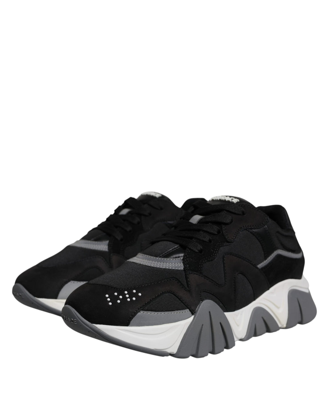 Baskets basses épaisses Versace en cuir noir et néoprène Squalo Shoes