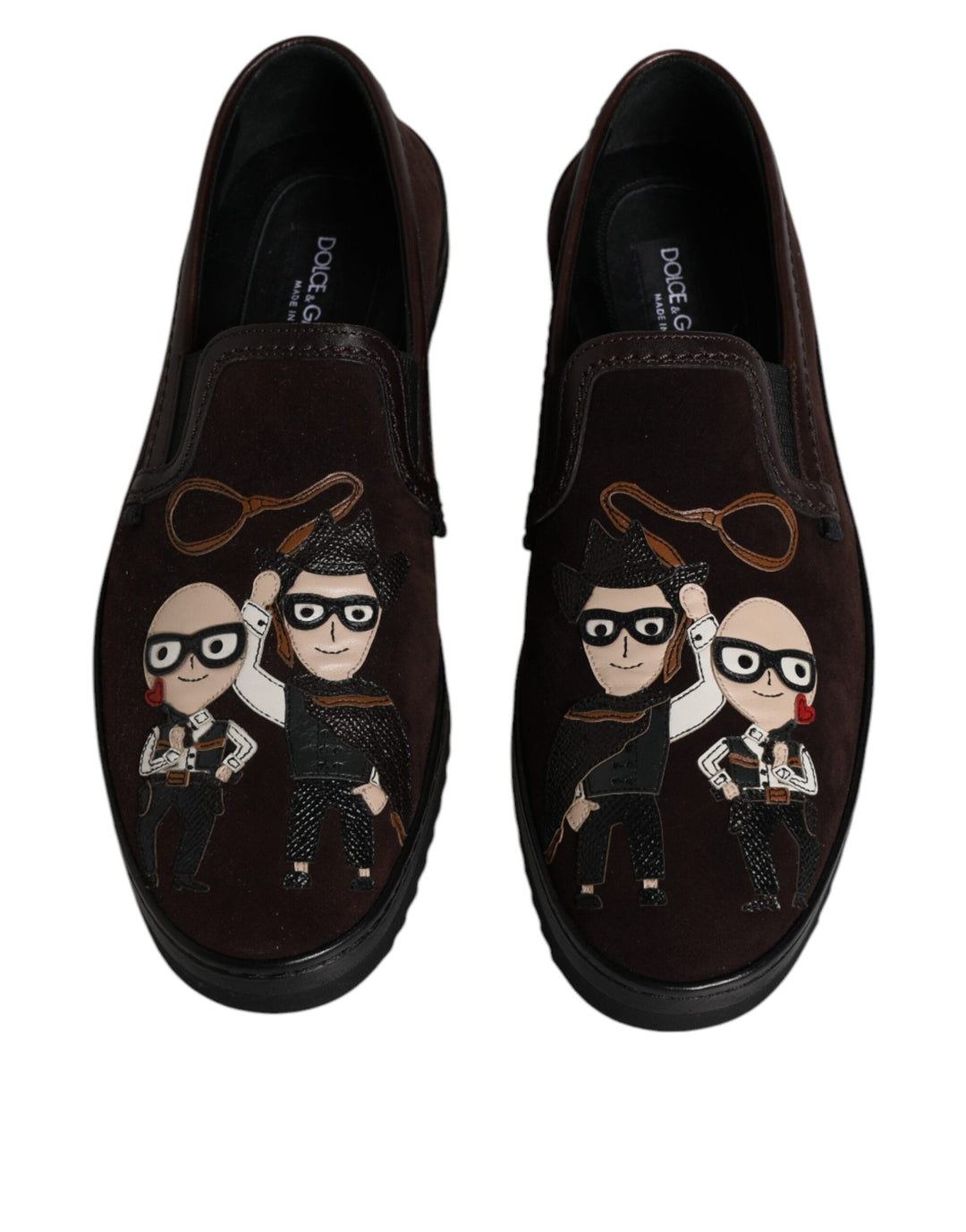 Chaussures plates à enfiler Dolce &amp; Gabbana en daim marron DG Family