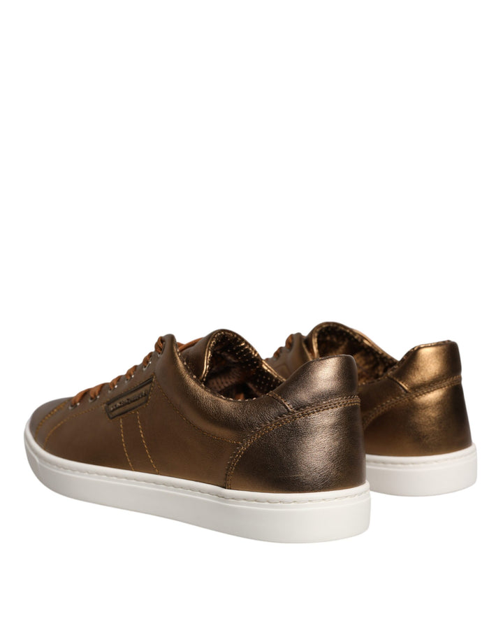 Baskets Dolce &amp; Gabbana en cuir doré avec logo London pour homme