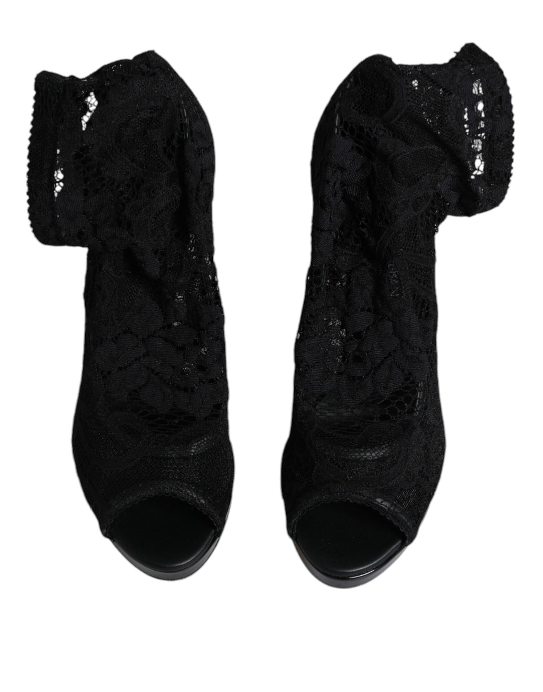 Bottes en dentelle extensible noires Taormina de Dolce &amp;amp; Gabbana