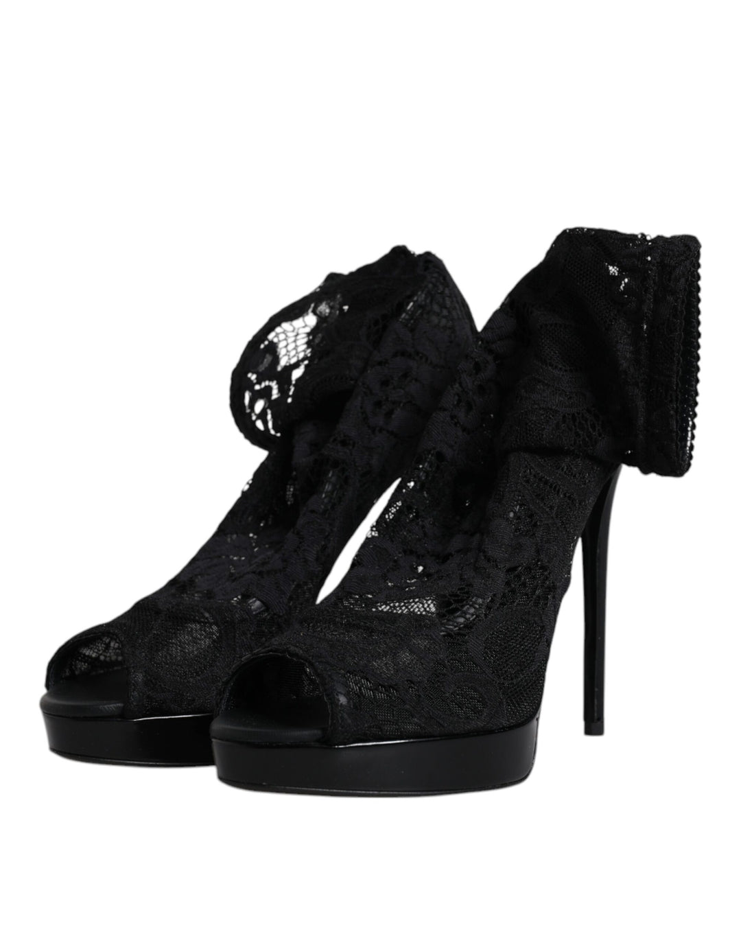 Bottes en dentelle extensible noires Taormina de Dolce &amp;amp; Gabbana