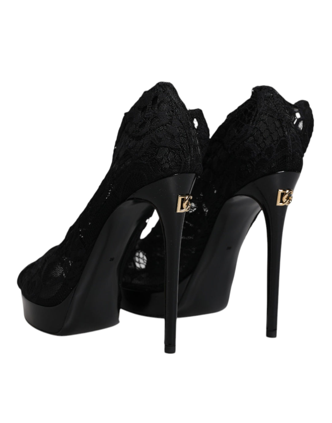 Bottes en dentelle extensible noires Taormina de Dolce &amp;amp; Gabbana