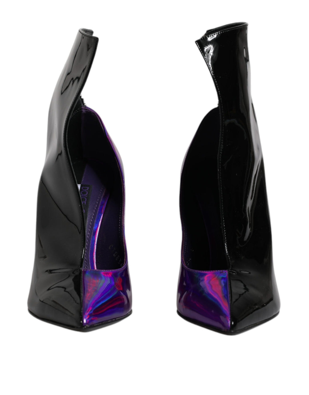 Dolce &amp; Gabbana Purple Black Pointed Ankle Boots Shoes